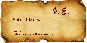 Vahl Etelka névjegykártya